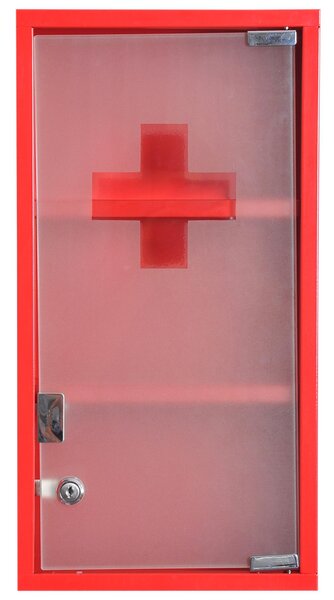 Armadietto per Medicinali Rosso 25x12x48 cm