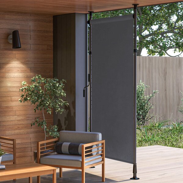 Outsunny Tenda da Giardino lunghezza regolabile con manovella, senza foratura e in alluminio, 150 x 220-310 cm, grigio scuro | Aosom Italy