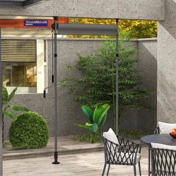 Outsunny Tenda da Giardino lunghezza regolabile con manovella, senza foratura e in alluminio, 150 x 220-310 cm, grigio scuro | Aosom Italy