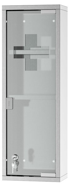 Armadietto per Medicinali 20x12x58 cm 3 Ripiani in Acciaio e Vetro Argento