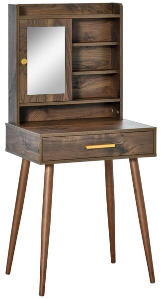 Consolle Trucco con Specchio 60x45x134 cm in Legno con Specchio Noce