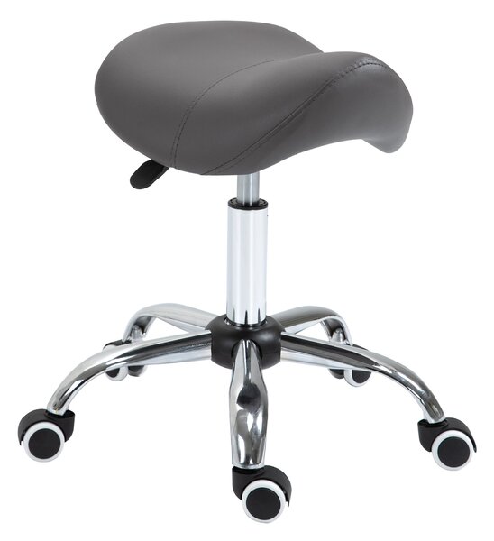 Sgabello a Sella per Estetisti Parrucchieri 52x53x49-61 cm in Similpelle Grigio