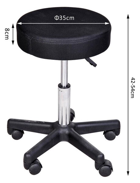 Sgabello per Parrucchieri Altezza Regolabile con 3 Rivestimenti Nero Rosso e Bianco
