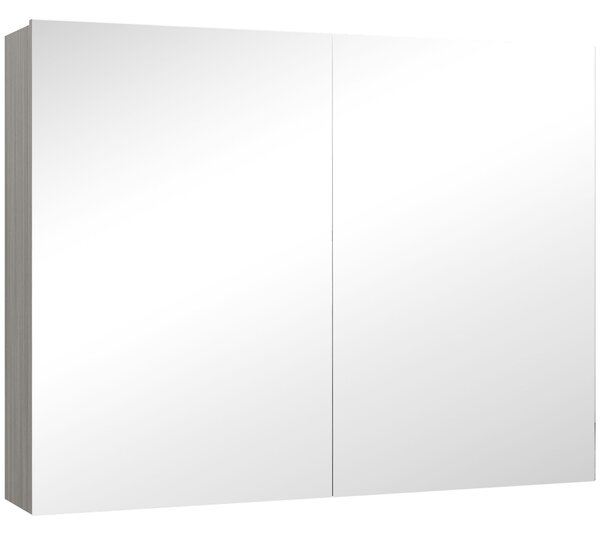HOMCOM Armadio da parete per bagno con specchio, doppie ante e mensole regolabili, 80x15x60cm, Grigio | Aosom Italy