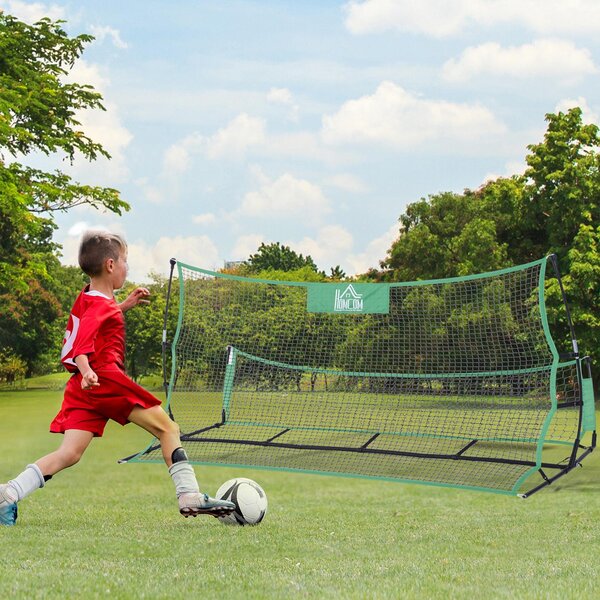 Rete da Calcio con Rimbalzatore per Allenamento in Acciaio 214x100x118 cm