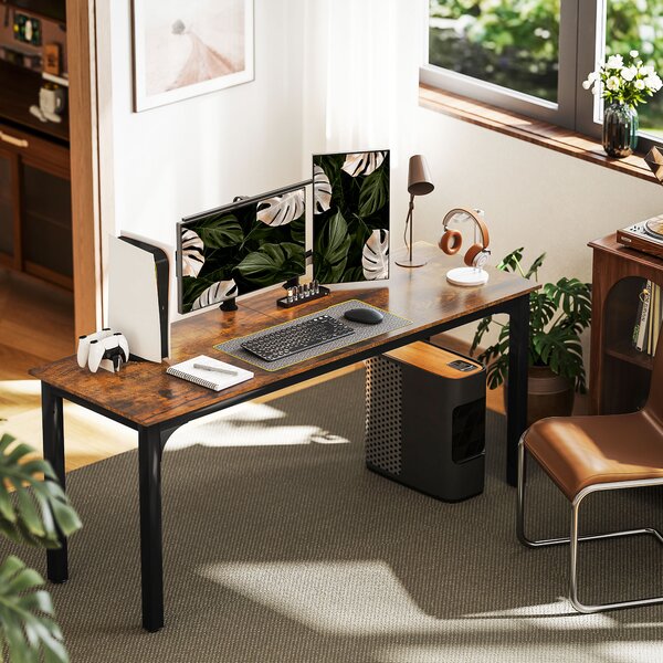 HOMCOM Scrivania, Computertavolo, design rustico, spazioso, truciolato, Marrone | Aosom Italy