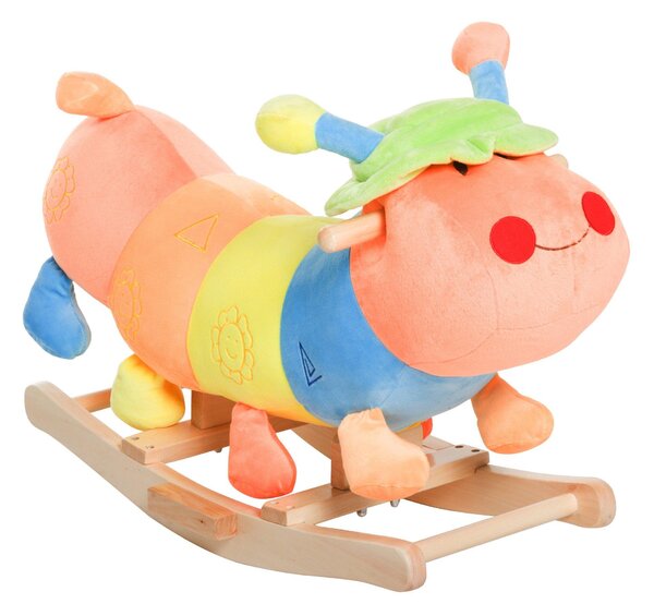 Dondolo per Bambini in Legno e Peluche Bruco Multicolore