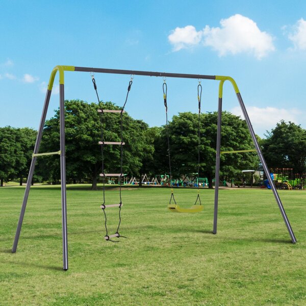 Parco Giochi Altalena e Scala per Bambini da Giardino in Metallo