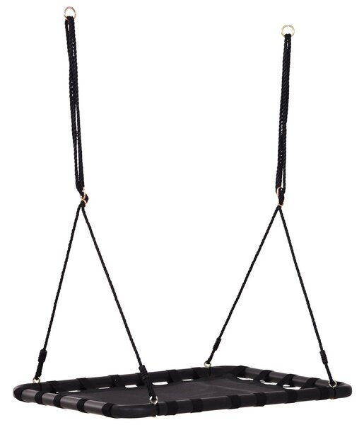 Altalena a Nido da Giardino Rettangolare con Anelli per Bambini Nero 100x76x4 cm