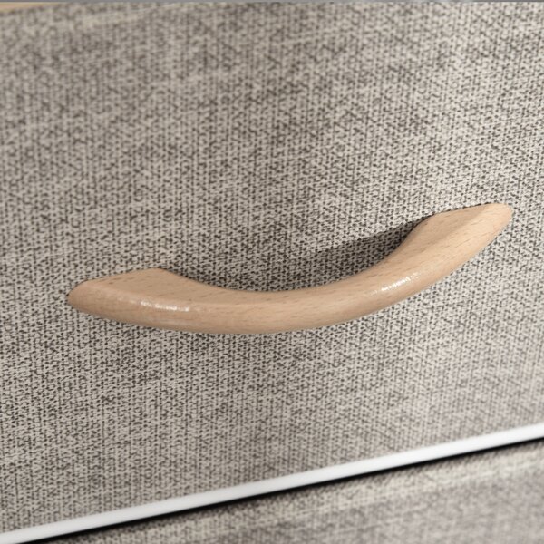 HOMCOM Cassettiera in Tessuto Cassettiera in Tessuto con 3 Cassetti Pieghevoli e 2 Ripiani Aperti 80x29x71 cm Legno Naturale e Grigio Chiaro | Aosom Italy