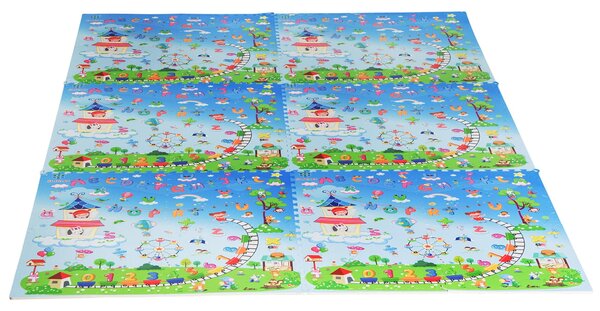 Tappeto Puzzle per Bambini Disegno Fantasia 24 Tessere 61.5x61.5 cm