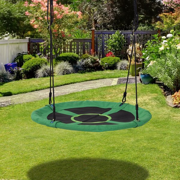 Altalena da Giardino per Bambini a Nido Verde e Nero Ø100 cm