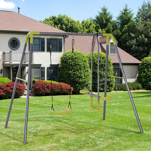 Parco Giochi Altalena e Dondolo per Bambini da Giardino in Metallo