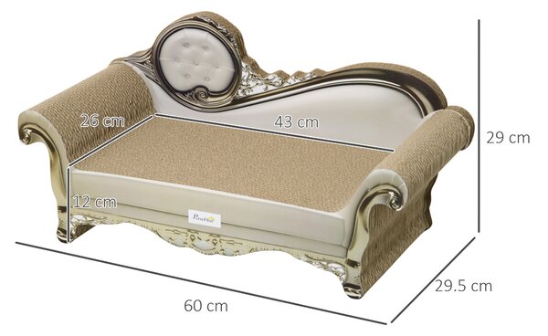 PawHut Graffiatore Cartone per Gatti in Forma di Divano con Catnip per Interno 60x29,5x29 cm Marrone | Aosom Italy