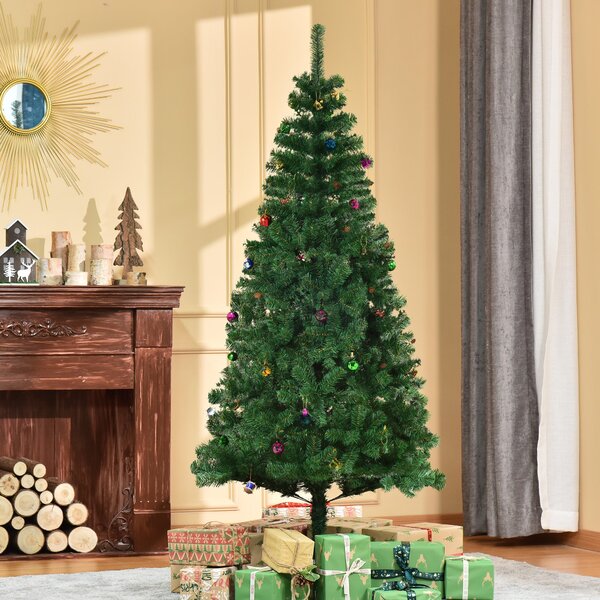 Albero di Natale Artificiale 180 cm Palline e Decorazioni in PVC Ferro