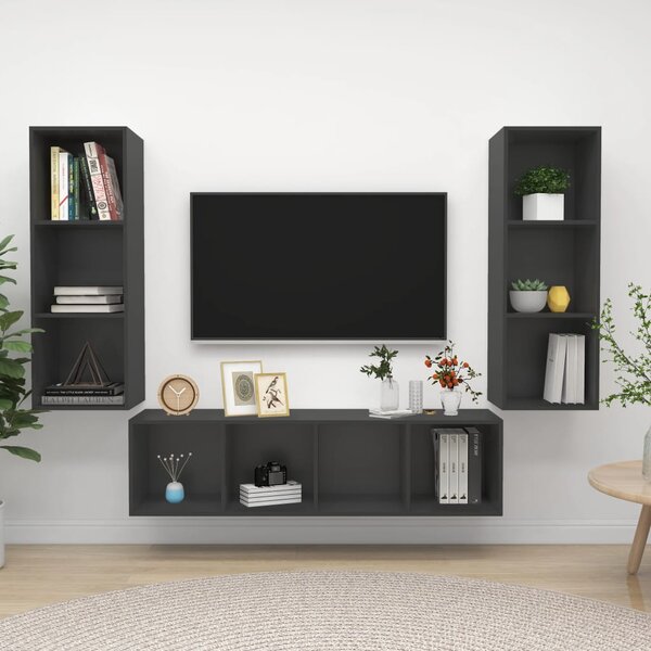 MOBILI 2G - PORTA TV INDUSTRIAL 3 RIPIANI IN LEGNO CON RUOTE L.152