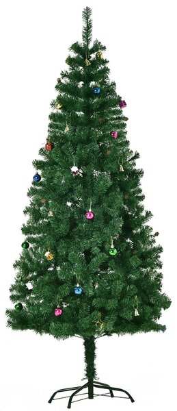 Albero di Natale Artificiale 180 cm Palline e Decorazioni in PVC Ferro