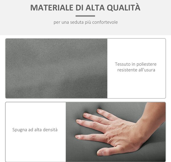 Outsunny Set 2 Cuscini per Sedie da Esterno con Cinghie, Cuscini da Esterno Imbottito in Cotone e Poliestere, per Sdraio Prendisole Poltrona Giardino, 196x55x8 cm, Grigio Scuro | Aosom Italy