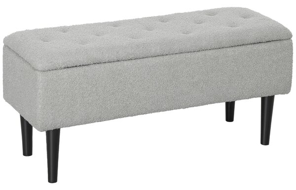 HOMCOM Panca Contenitore Pieghevole Capacità 47 L 95x38x45 cm Rivestito in Peluche Piede del Letto per Soggiorno Camera da Letto Grigio | Aosom Italy