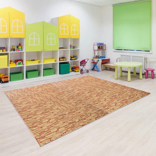 Tappeto Puzzle in EVA Effetto Legno Scuro 32 Pezzi 61.5x61.5 cm