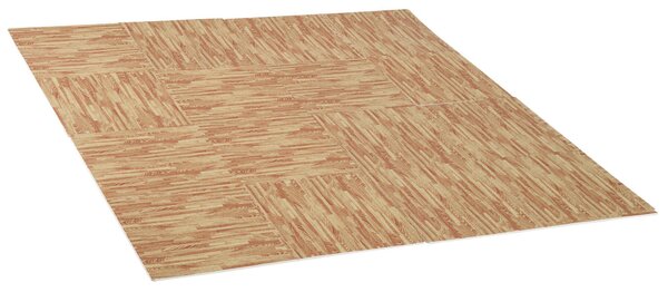 Tappeto Puzzle in EVA Effetto Legno Scuro 32 Pezzi 61.5x61.5 cm