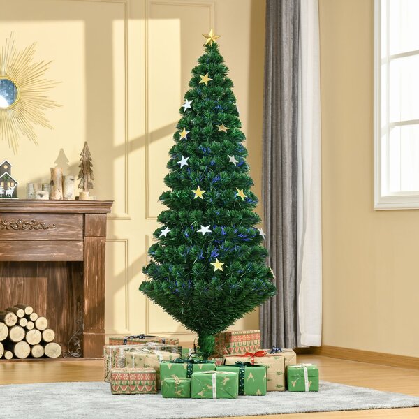 Albero di Natale Artificiale 180 cm 27 LED a Forma di Stella Abete