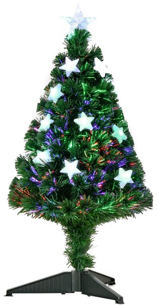 Albero di Natale Artificiale 90 cm 90 Rami in PVC e Fibra Ottica con 12 LED