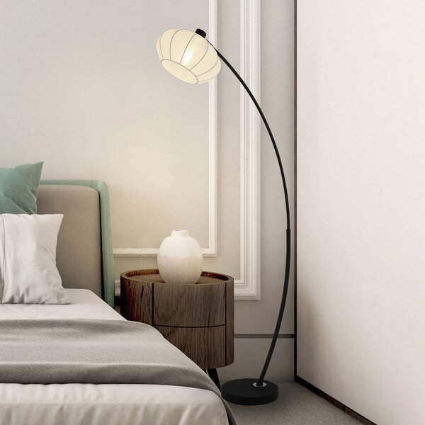 Searchlight Piantana Radiant, bianco e nero, altezza 156 cm, metallo/tessuto Radiant, Nero, Soggiorno / Sala da pranzo, Metallo, Lampada da terra