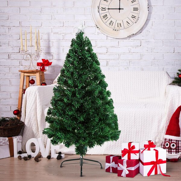 Albero di Natale Artificiale 120 cm 130 Rami in PVC con LED Verde