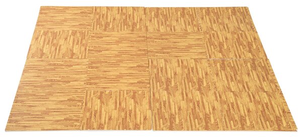 Tappeto Puzzle in EVA Effetto Legno Naturale 32 Pezzi 61.5x61.5 cm