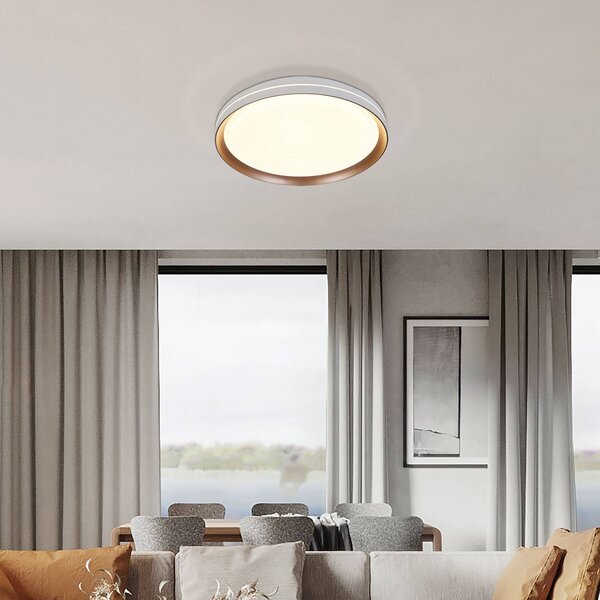 Searchlight Plafoniera soffitto Saucer, dimmerabile, Bianco / Opale, Soggiorno / Sala da pranzo, Metallo, Moderno, Plafoniera