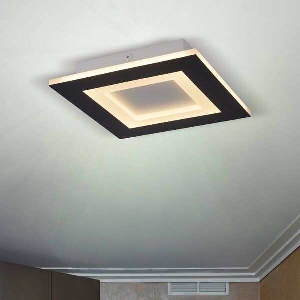 Searchlight Plafoniera soffitto Squary, dimmerabile, Nero, Soggiorno / Sala da pranzo, Metallo, Moderno, Plafoniera