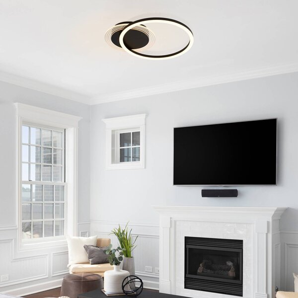 Searchlight Plafoniera soffitto Contour, dimmerabile, Nero, Soggiorno / Sala da pranzo, Metallo, Moderno, Plafoniera