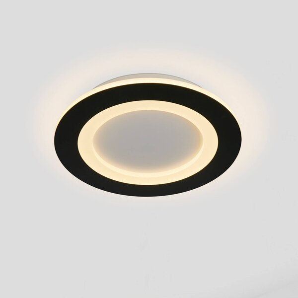 Searchlight Plafoniera soffitto Ringo, dimmerabile, Nero, Soggiorno / Sala da pranzo, Metallo, Moderno, Plafoniera