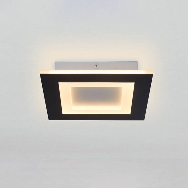 Searchlight Plafoniera soffitto Squary, dimmerabile, Nero, Soggiorno / Sala da pranzo, Metallo, Moderno, Plafoniera