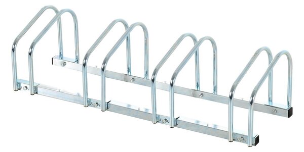 Rastrelliera Portabici 4 Posti in Acciaio 95x33x27 cm Argento