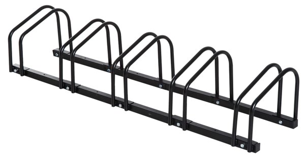 Rastrelliera Portabici 5 Posti in Acciaio 130x33x27 cm Nera