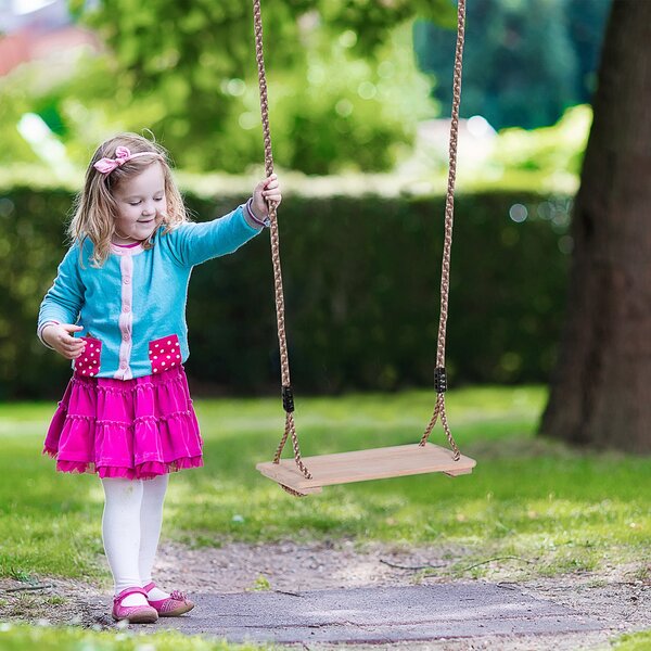 Altalena da Giardino per Bambini con Corda in Canapa Regolabile e Legno