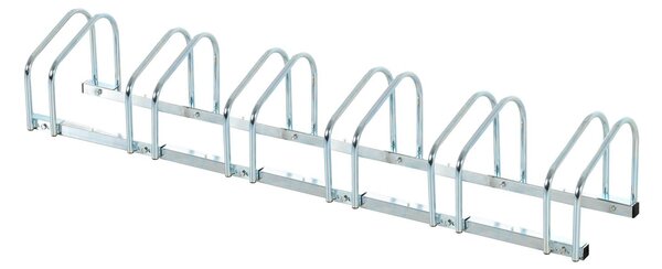 Rastrelliera Portabici 6 Posti in Acciaio 160x33x27 cm Argento