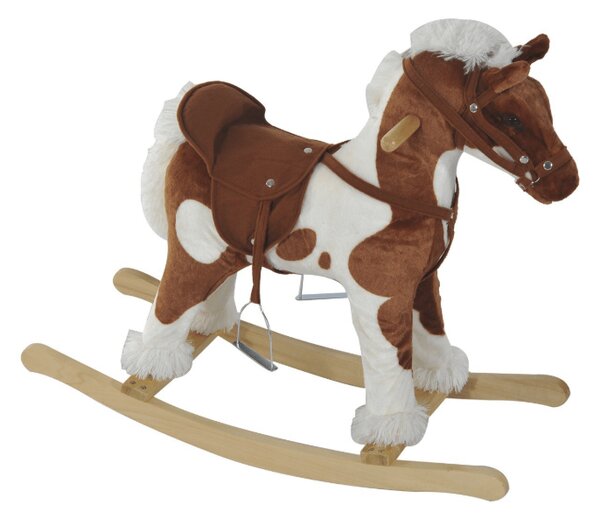 Cavallo a Dondolo per Bambini con 60Kg Peluche Marrone