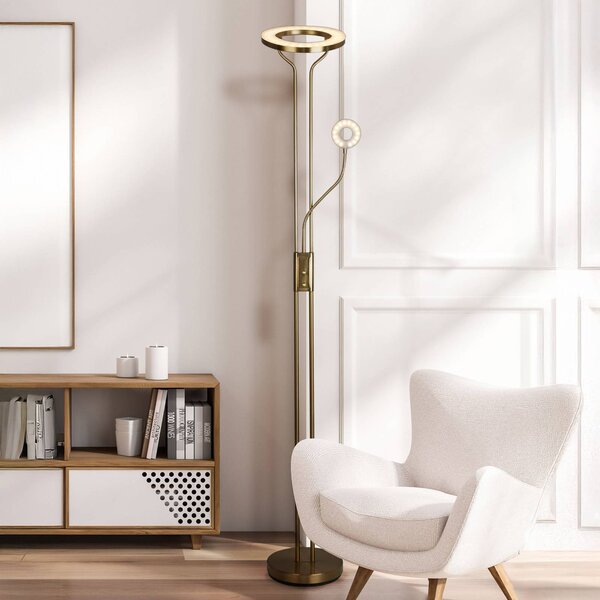 Searchlight Lampada da terra con luce lettura Mother & Child, dimmerabile, Ottone / Oro, Soggiorno / Sala da pranzo, Metallo, Moderno, Lampada LED da terra