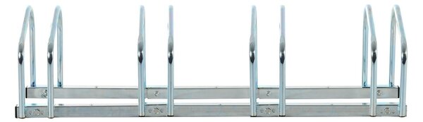 Rastrelliera Portabici 4 Posti in Acciaio 95x33x27 cm Argento