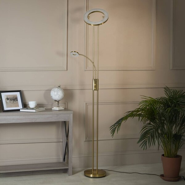 Searchlight Lampada da terra con luce lettura Mother & Child, dimmerabile, Ottone / Oro, Soggiorno / Sala da pranzo, Metallo, Moderno, Lampada LED da terra