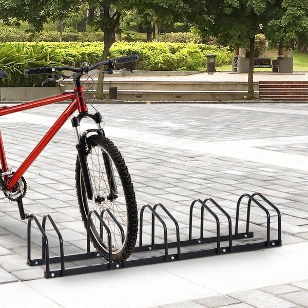 Rastrelliera Portabici 5 Posti in Acciaio 130x33x27 cm Nera