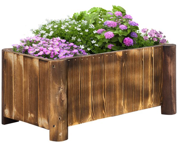 Fioriera Box Rettangolare per Piante in Legno di Abete 70x35x30 cm