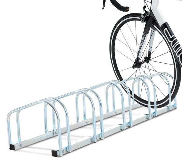 Rastrelliera Portabici 5 Posti in Acciaio 130x33x27 cm Argento
