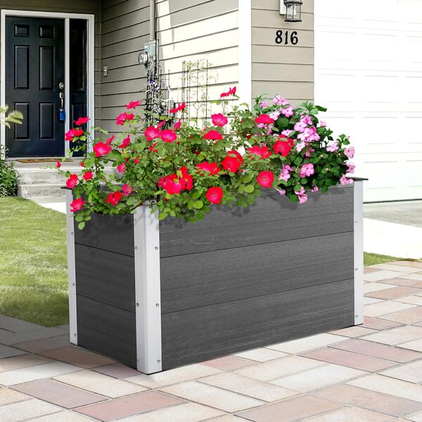 Fioriera Vaso per Piante e Colture in Legno e Plastica Grigio 150x50x50 cm