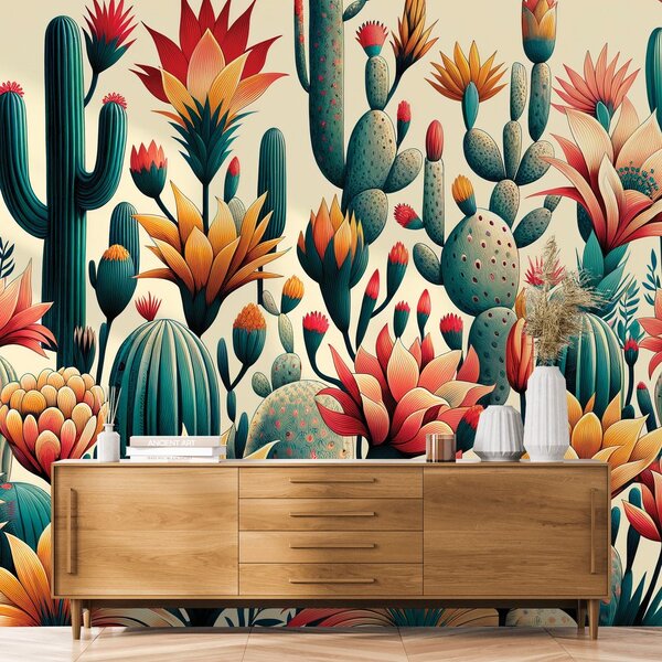 Carta da parati – Cactus colorati nel deserto