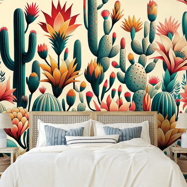 Carta da parati – Cactus colorati nel deserto