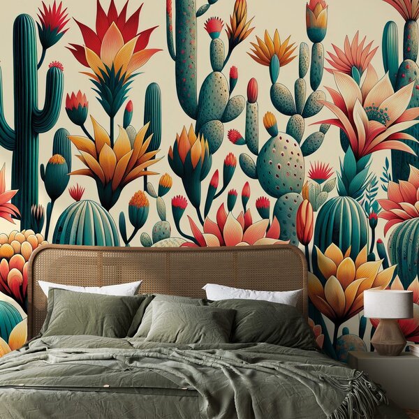 Carta da parati – Cactus colorati nel deserto